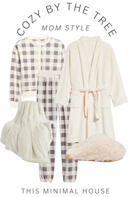 Cozy by the tree mom style outfit, can’t forget the furry house slippers and plush blanket! #christmas #christmasmorning #plushblanket #robe #houseslippers #pajamas

#LTKHoliday #LTKsalealert #LTKGiftGuide