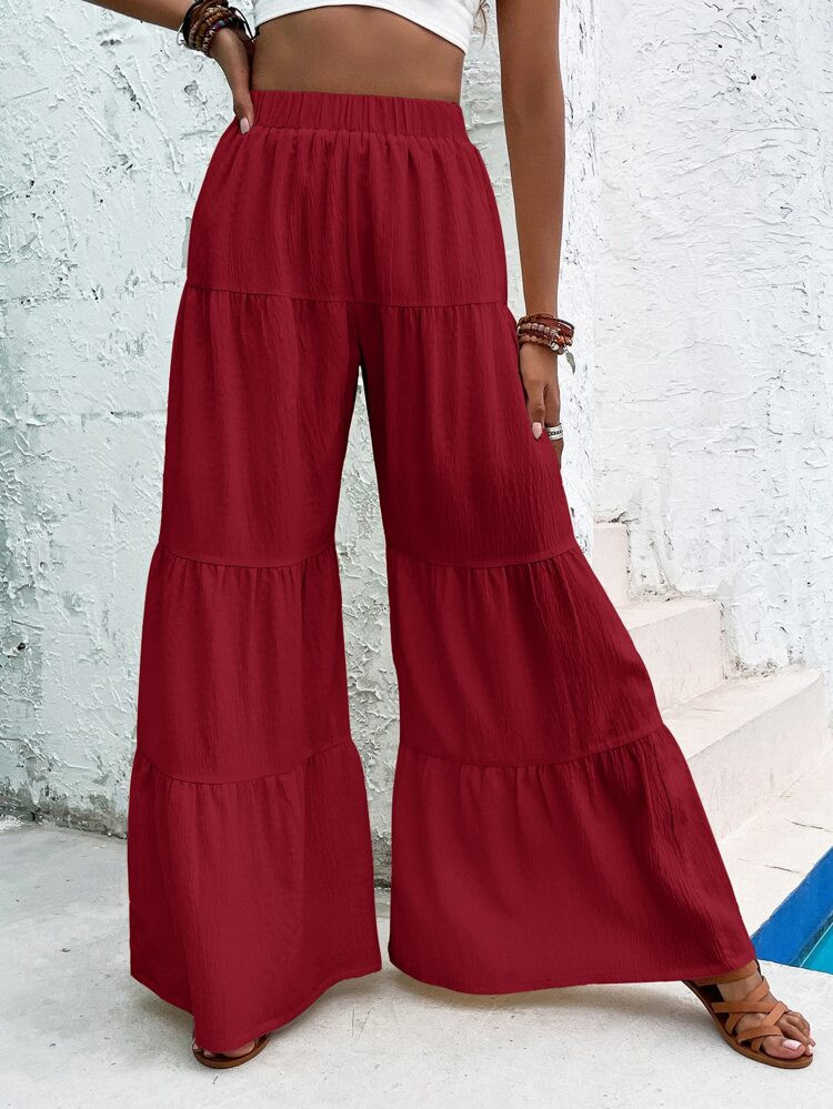 Ruffle Hem Wide Leg Pants | SHEIN