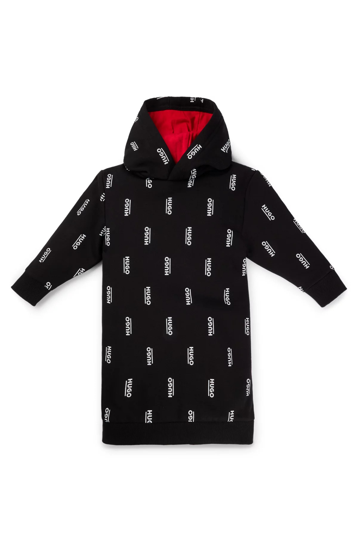 Kids' fleece hoodie dress with vertical logo prints | Hugo Boss (US)
