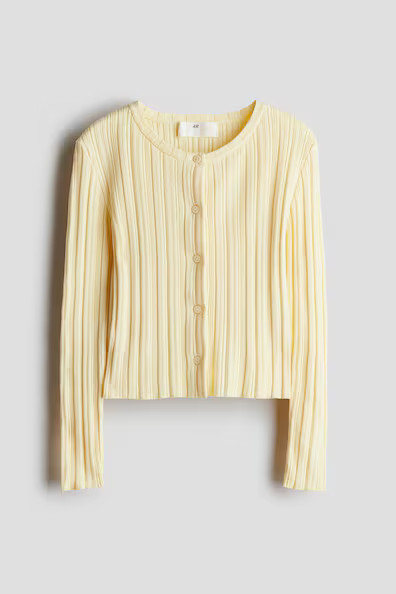 H & M - Rib-Knit Cardigan - Yellow | H&M (US + CA)