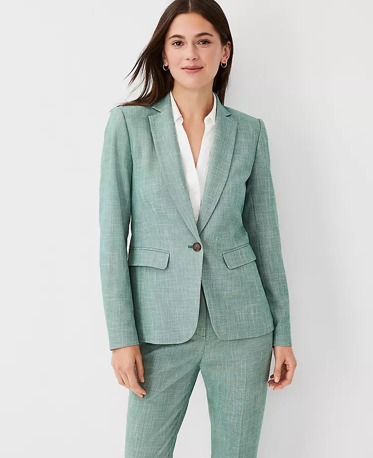 The Notched One Button Blazer in Cross Weave | Ann Taylor (US)