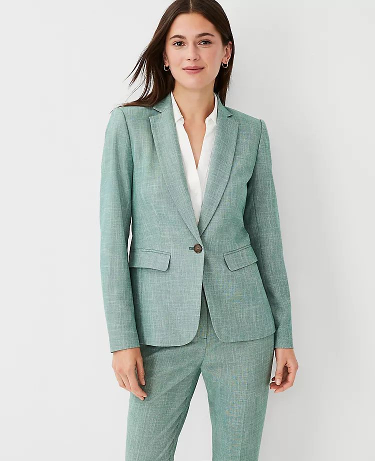 The Notched One Button Blazer in Cross Weave | Ann Taylor (US)