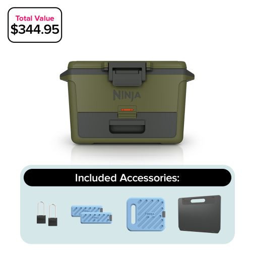 Ninja FrostVault™ 50qt Hard Cooler with Ice Packs & Accessories, Spruce Green | FB151GNMB | Ninja Kitchen