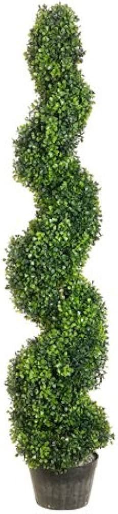 One 4 Foot 2 Inch Artificial Boxwood Spiral Topiary Tree Potted Indoor Outdoor UV Rated. Free Ret... | Amazon (US)