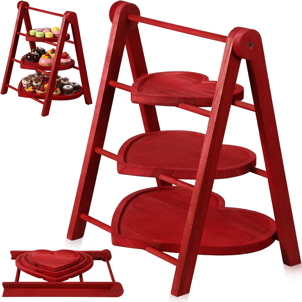 Marsui 3 Tier Heart Serving Trays Wooden Shaped Heart Platters 12'' 10'' 8'' Oval Charcuterie Pla... | Amazon (US)