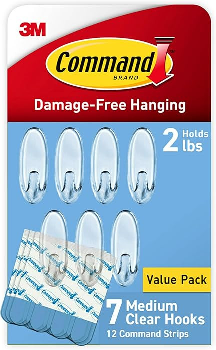 Command Clear Wall Hooks Medium, 7 Wall Hooks with Adhesive | Amazon (US)