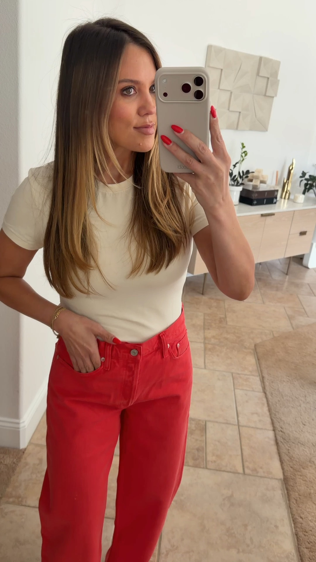 Red denim is EVERYWHERE right now. The Parke ones sold out in 2.5 seconds literally. I got size 28.