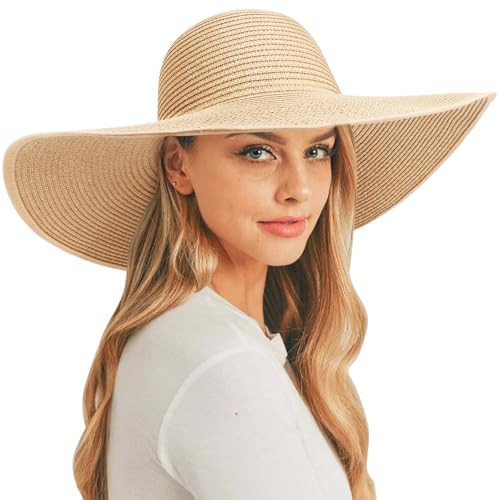 DRESHOW Sun Hats for Women Wide Brim Summer Hat Large Floppy Sun Straw Hat Foldable Packable Beach Hats UPF 50+ | Amazon (US)