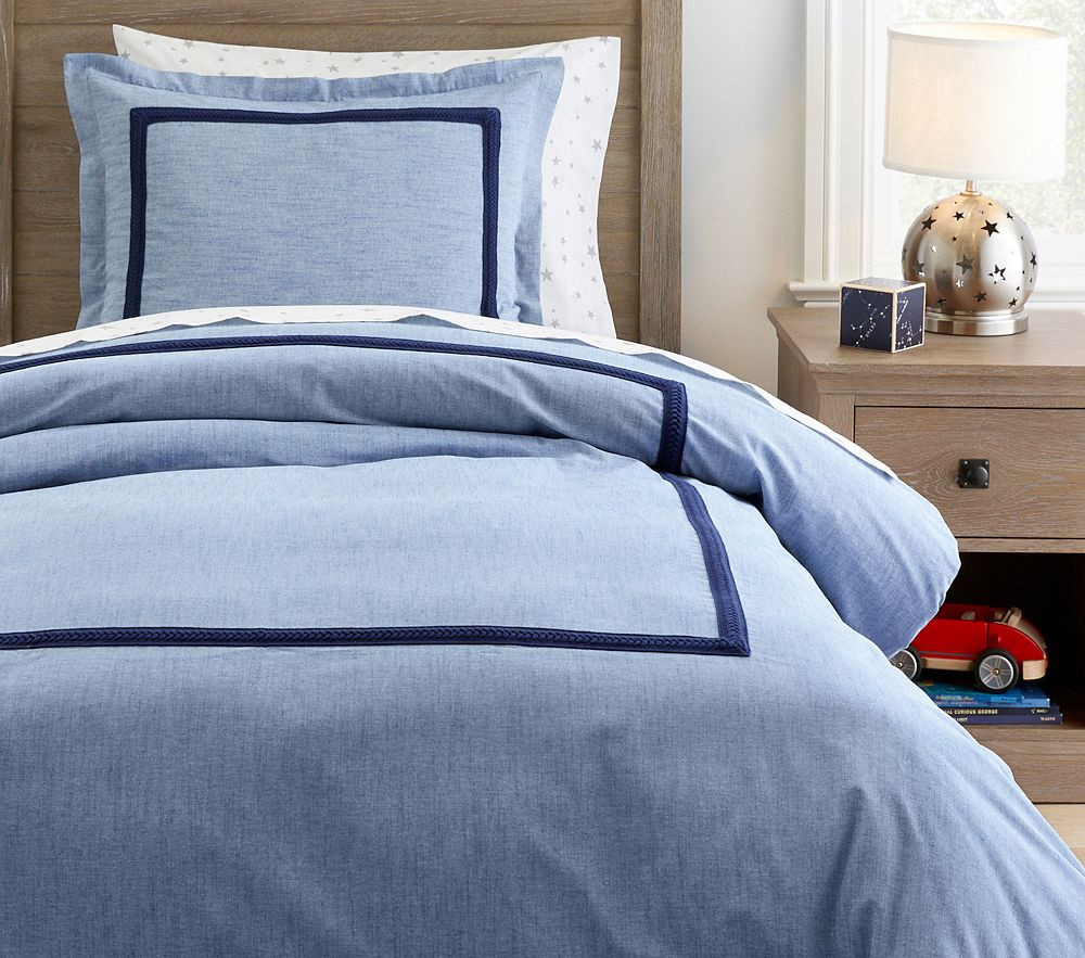 Braided Trim Cotton Duvet Cover &amp; Shams | Pottery Barn Kids