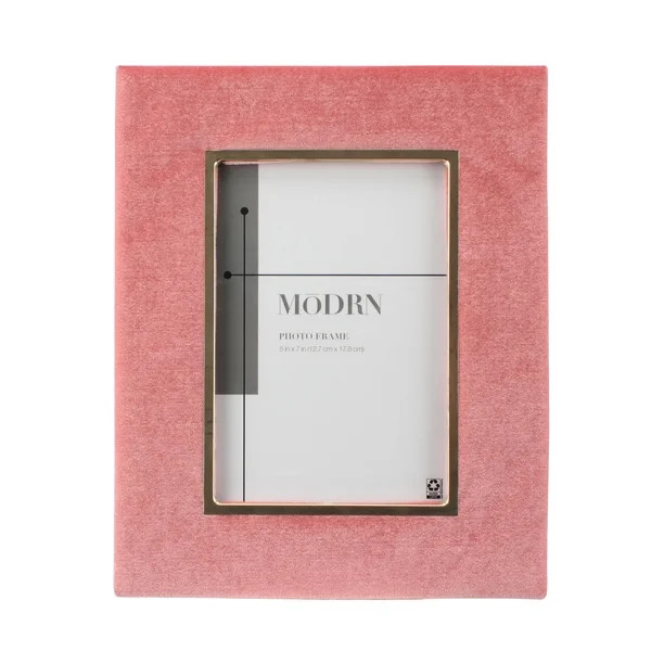 MoDRN 5x7 Rectangular Velvet and Metal Table Top Single Photo Frame, Pink - Walmart.com | Walmart (US)