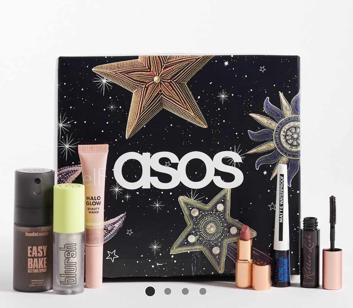 Eid Celebration Box 

Contains six products
• Roller Lash works to add length and volume to lashes
• Matte Revolution Lipstick delivers buildable, long-lasting colour
• Blursh Lights is in shade Drip Drip
• Halo Glow aims to add a glow to high points of the face
• Lasting Drama Eyeliner is designed to help add bold emphasis to eyes
• Easy Bake works to set makeup in place

#LTKgiftguide #LTKuk