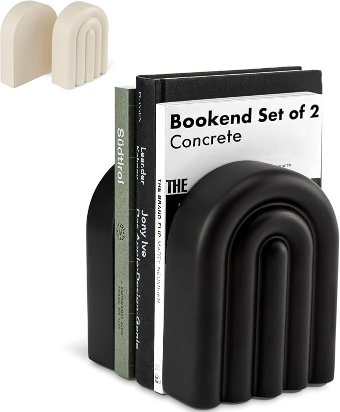 KIVY Concrete Book Ends for Shelves - Heavy Duty Bookends - Decorative Bookends for Heavy Books -... | Amazon (US)