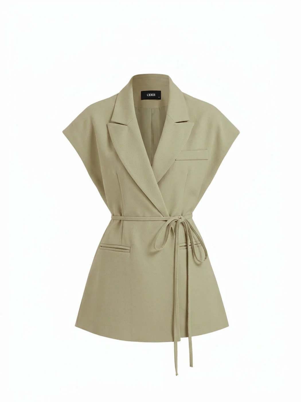 Collar Oversized Belted Sleeveless Blazer Vest | Cider