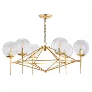 SAFAVIEH Greyor 6-Light Gold Chandelier with Clear Globe Shade-CHA4001A - The Home Depot | The Home Depot