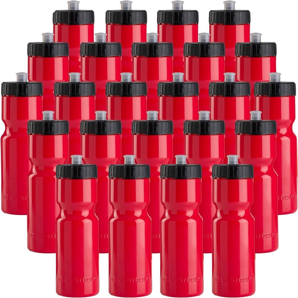 50 Strong Bulk Water Bottles | 24 Pack Sports Bottle | 22 oz. BPA-Free Easy Open with Pull Top Ca... | Amazon (US)