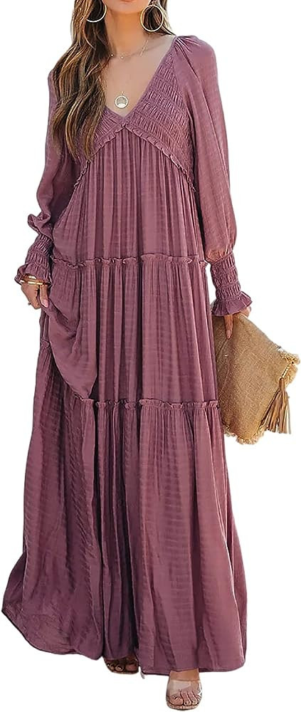 Maxi Dress for Women Long Sleeve Maxi Dress With Sleeves Fall Maxi Dress Fall Casual Dress Fall | Amazon (US)