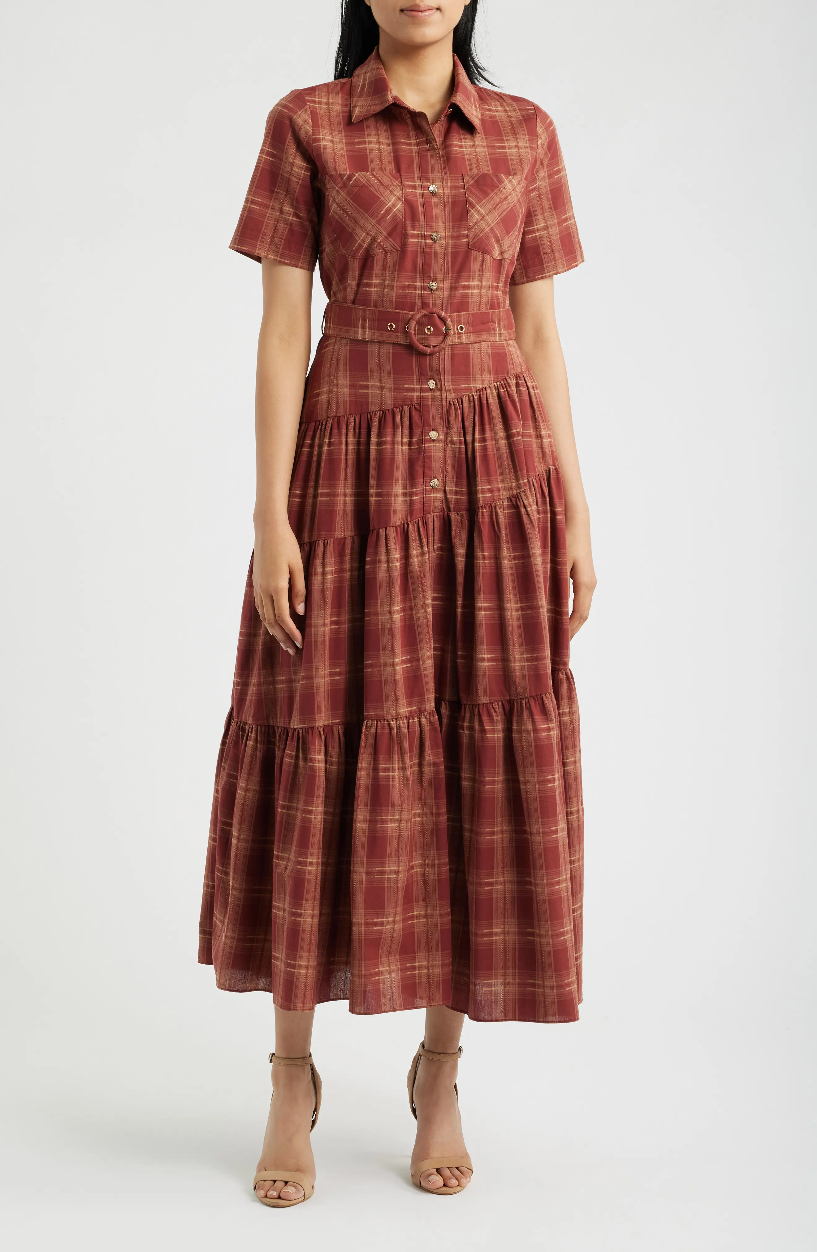 ZOE AND CLAIRE Plaid Belted Maxi Dress (Women) | Nordstrom | Nordstrom