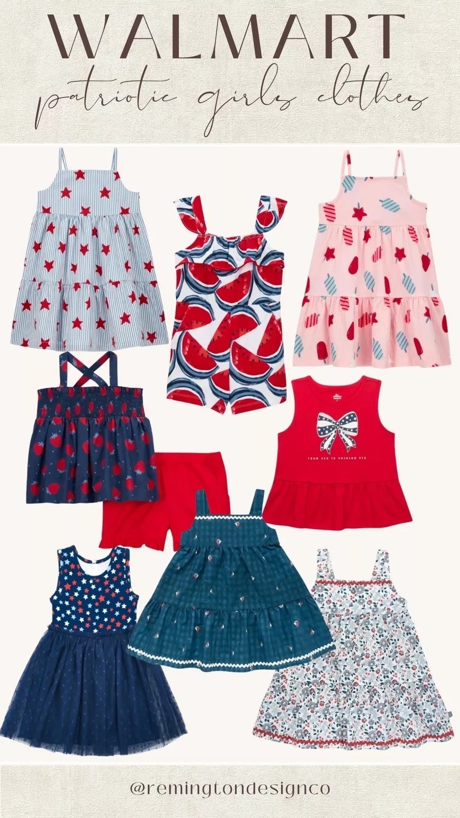 Walmart patriotic girls clothes❤️ Loving these outfits for Memorial Day right around the corner! Style tips - Kids looks - Girls fashion - Casual clothes - Walmart kids looks