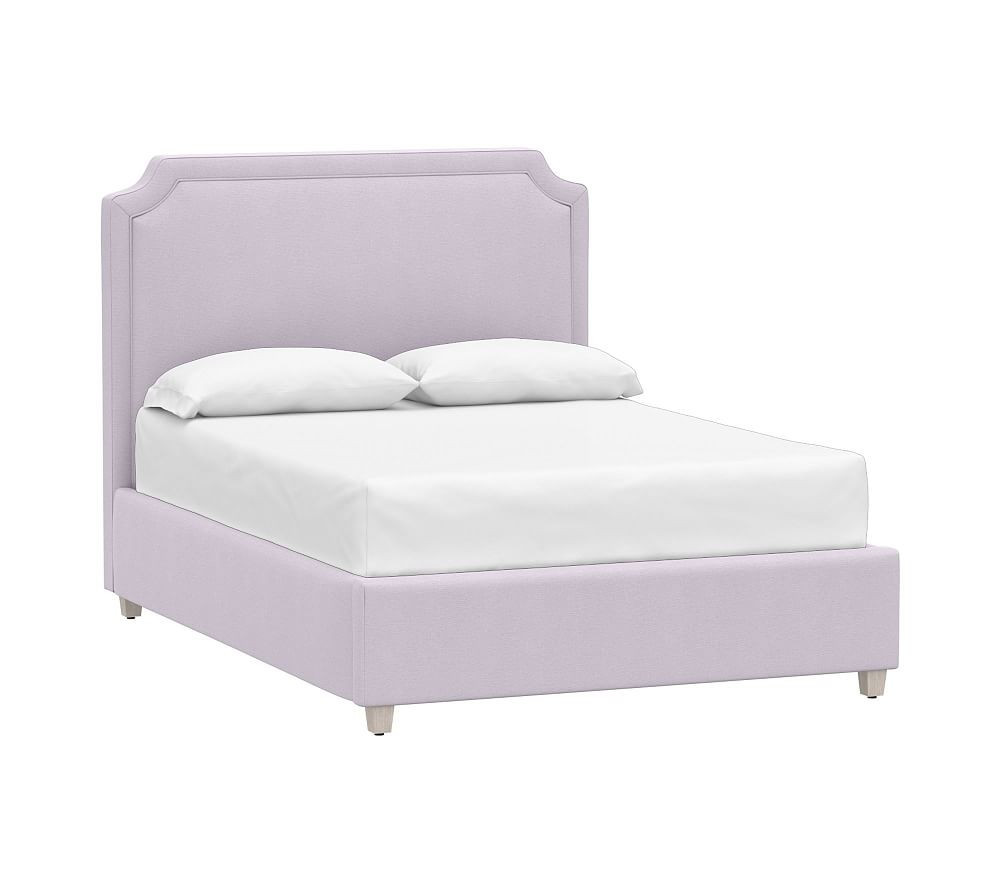 Ava Upholstered Storage Bed Full Chenille Plain Weave Washed Lilac | Pottery Barn Kids