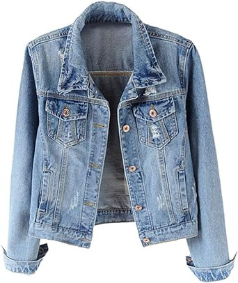 Kedera Womens Denim Jackets Distressed Ripped Long Sleeve Jean Jacket Coats | Amazon (US)
