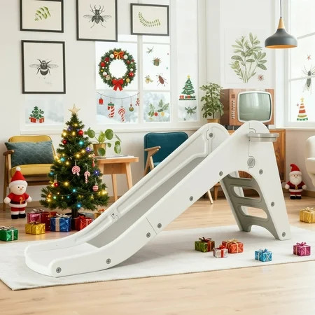 LAZY BUDDY Freestanding Toddlers First Slide, Kids Play Slide Climber with Basketball Hoop & Ball for Children 3-7 Years, Indoor Outdoor Playground | Walmart (US)