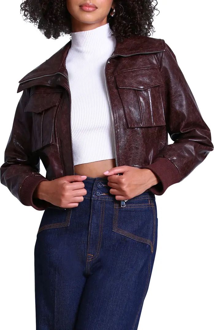 Faux-Ever Leather™ Crop Bomber Jacket | Nordstrom