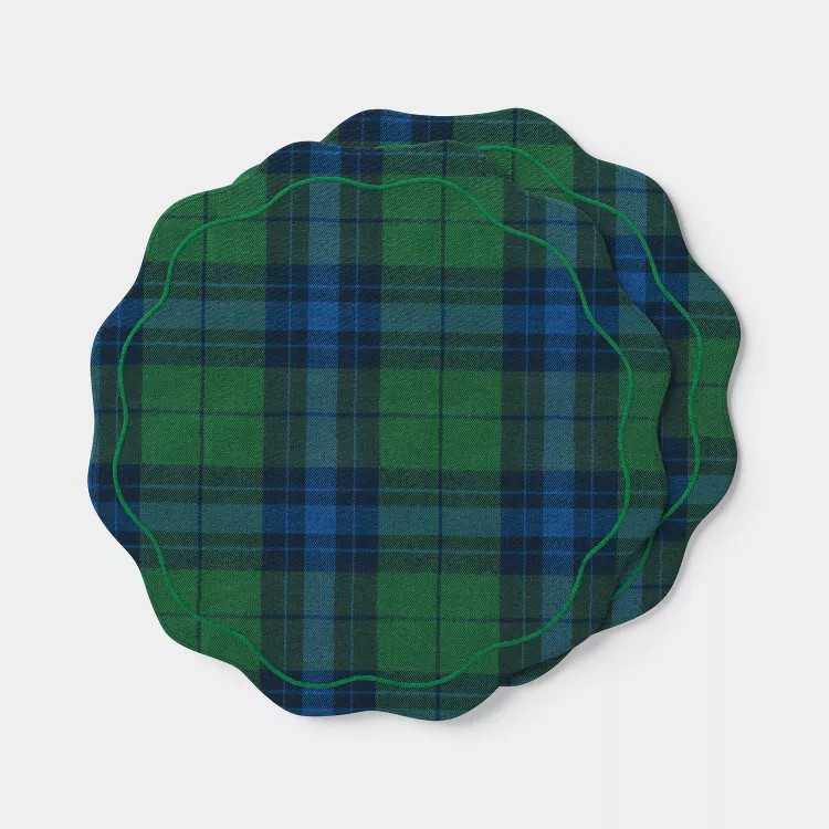 2pk Reversible Plaid with Top Stitch Charger -Threshold™ | Target