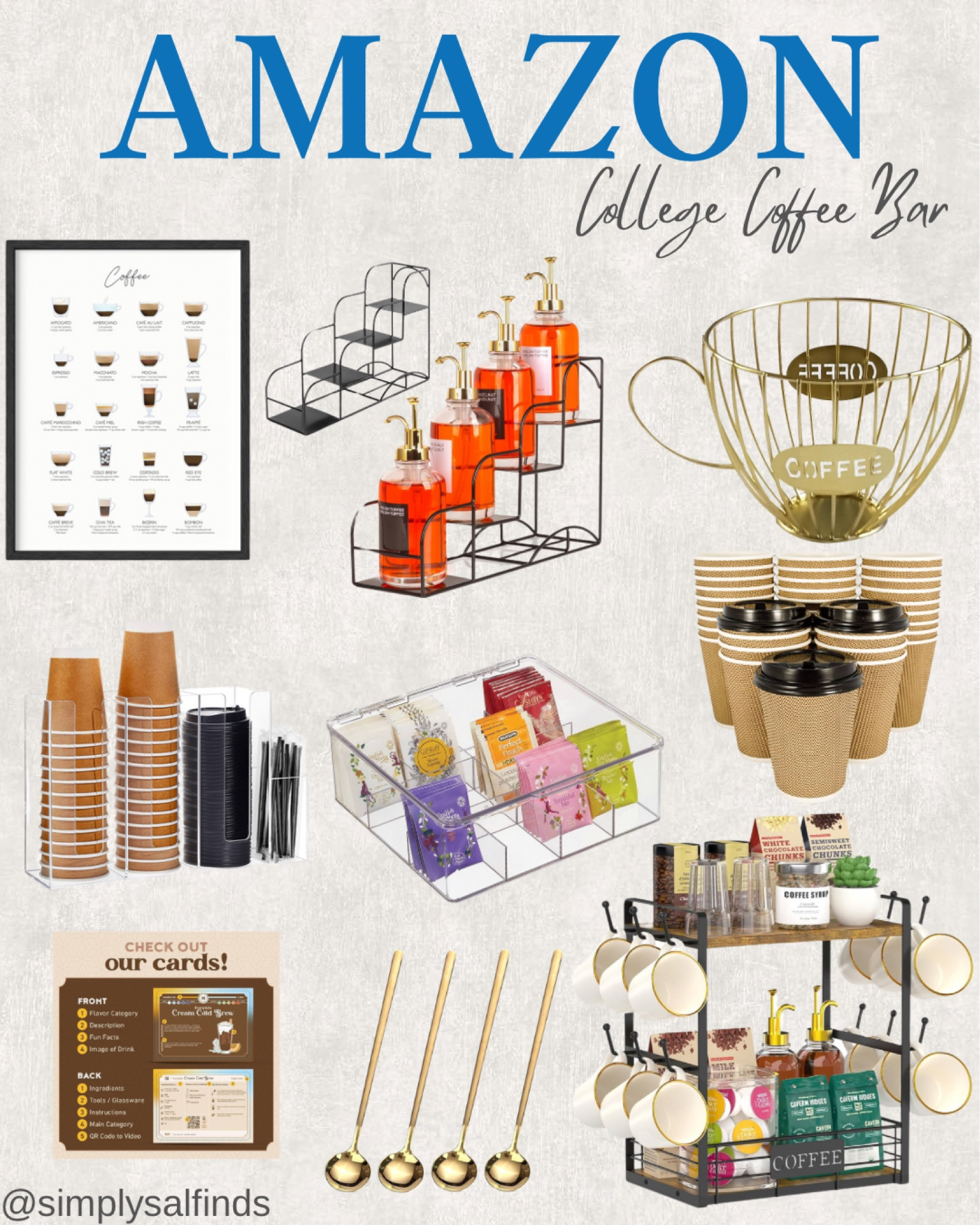 AMAZON- College Coffee Bar

Coffee syrup rack, coffee syrup stand, acrylic coffee cup and lid storage organizer, good stirring spoons, acrylic tea bag organizer, coffee recipe cards, paper coffee cups with lids, modern gold wire coffee cup for coffee pod storage,  two tier coffee bar countertop organizer, coffee art print 



#LTKFindsUnder100 #LTKBacktoSchool #LTKFindsUnder50