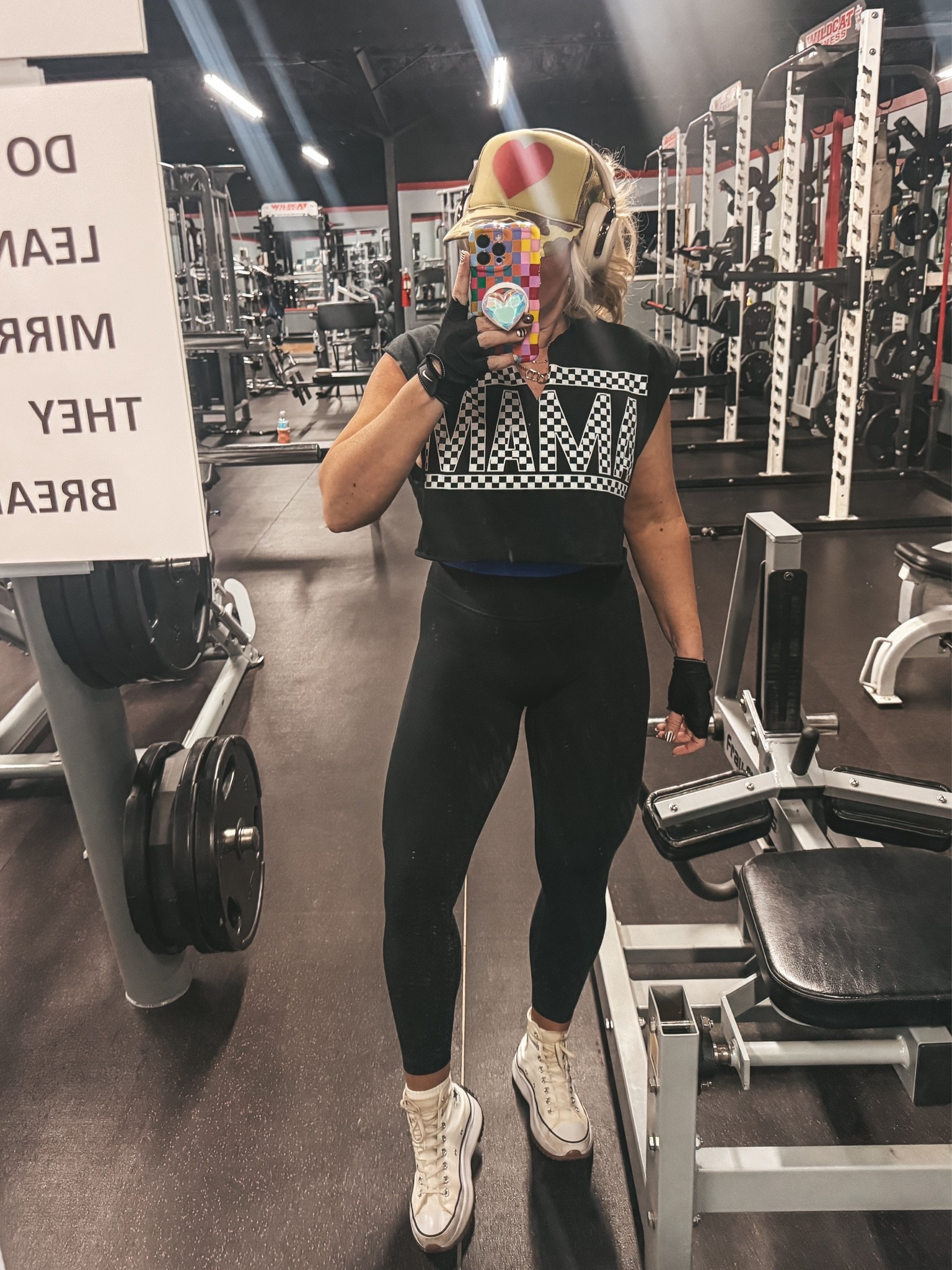 This 🏁mama tee is so FUN! I did cut it but it’s a cute tee without cutting too. 
I did a large I think or XL 
My leggings are Amazon and love the fit.  Definitely squat proof!

#LTKfitnessgoals #LTKOver40