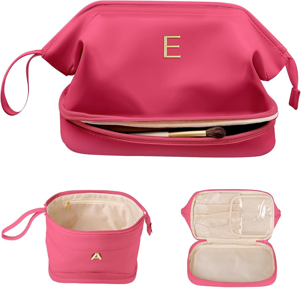 Vogewood Monogrammed Gifts for Women, Makeup Bag for Women, Bridesmaid Engagement Gift for Her Tr... | Amazon (US)