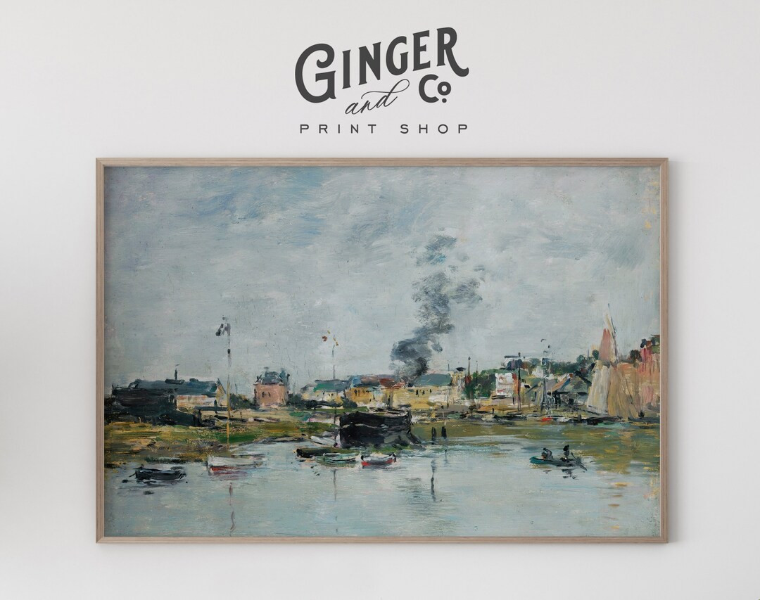 The Port at Trouville -- Vintage Fine Art Painting -- Framed Digital Print Canvas Art Peel and St... | Etsy (US)