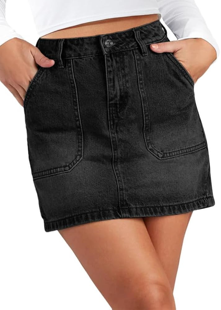 Genleck Denim Skirts for Women – Cargo Jean Skirts with Pockets High Waist Stretch Cute Y2K Cas... | Amazon (US)