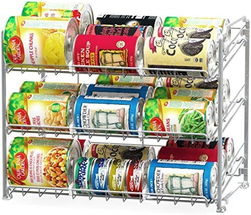 SimpleHouseware Stackable Can Rack Organizer, Silver | Amazon (US)