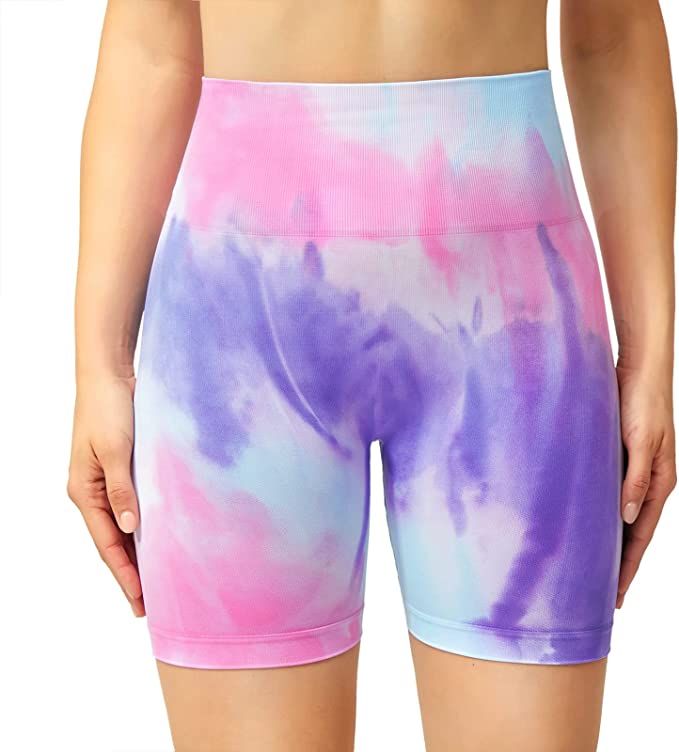 VUNDO Womens Tie Dye Shorts Butt Lifting High Waisted Seamless Gym Exercise Workout Yoga Running ... | Amazon (US)