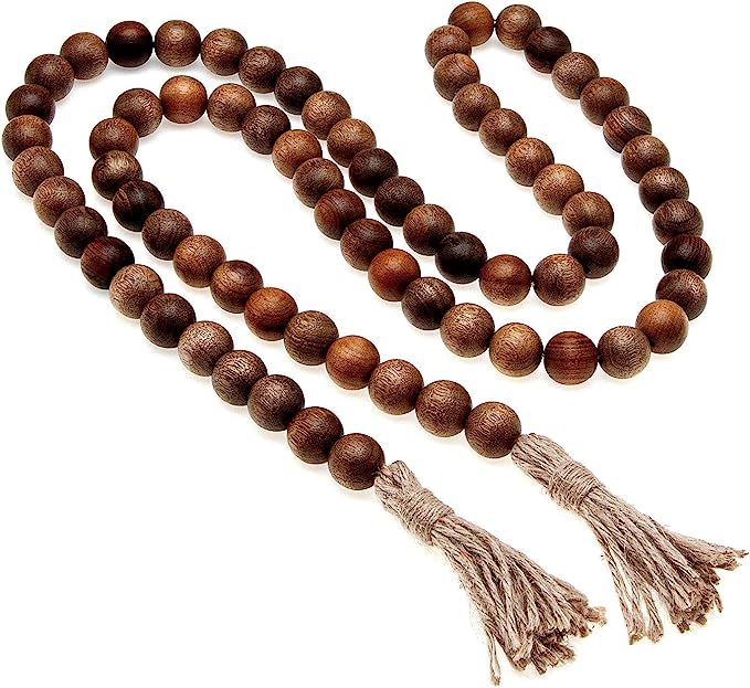 Nanalou Wood Bead Garland | Add a Touch of Boho Style to Your Farmhouse Décor with All-Natural, ... | Amazon (US)