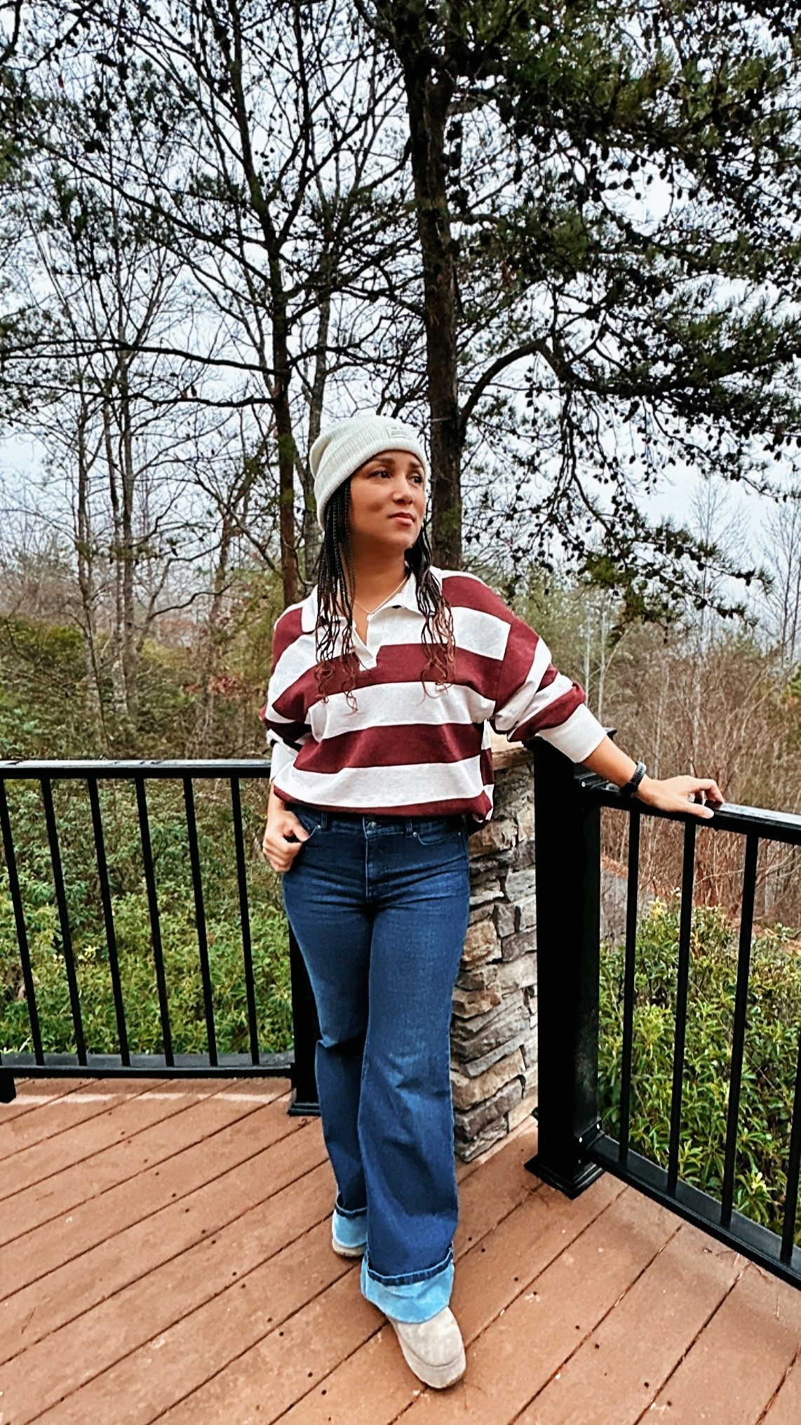 Cold-weather ready in a classic rugby sweater, cuffed denim, cozy beanie, and boots made for crisp days! 🤍♥️ Effortless, comfy, and forever in style. 

Winter outfit, winter sweaters, winter jeans, rugby tops, cold weather looks, active winter outfit, fall outfits

#LTKSeasonal #LTKOver40 #LTKootd