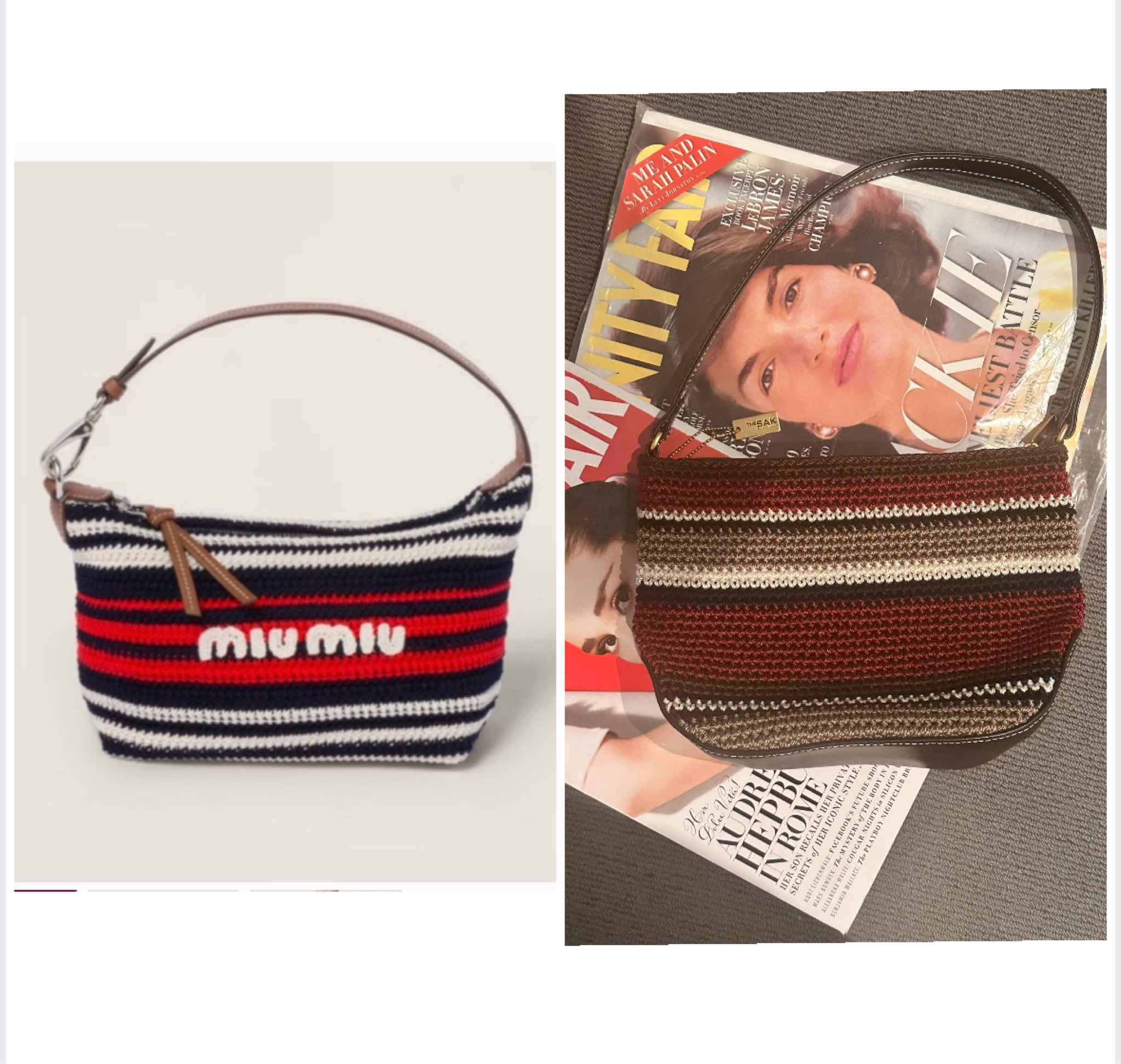 Thrifted crochet  Miu Miu bag ideas! Search on Posh, eBay, thredUP  etc. Another great summer crochet bag are the Colombian Wayuu bags that come in so many colors and patterns. There are a ton on Etsy  

#LTKfindsunder100 #LTKstyletip #LTKSeasonal