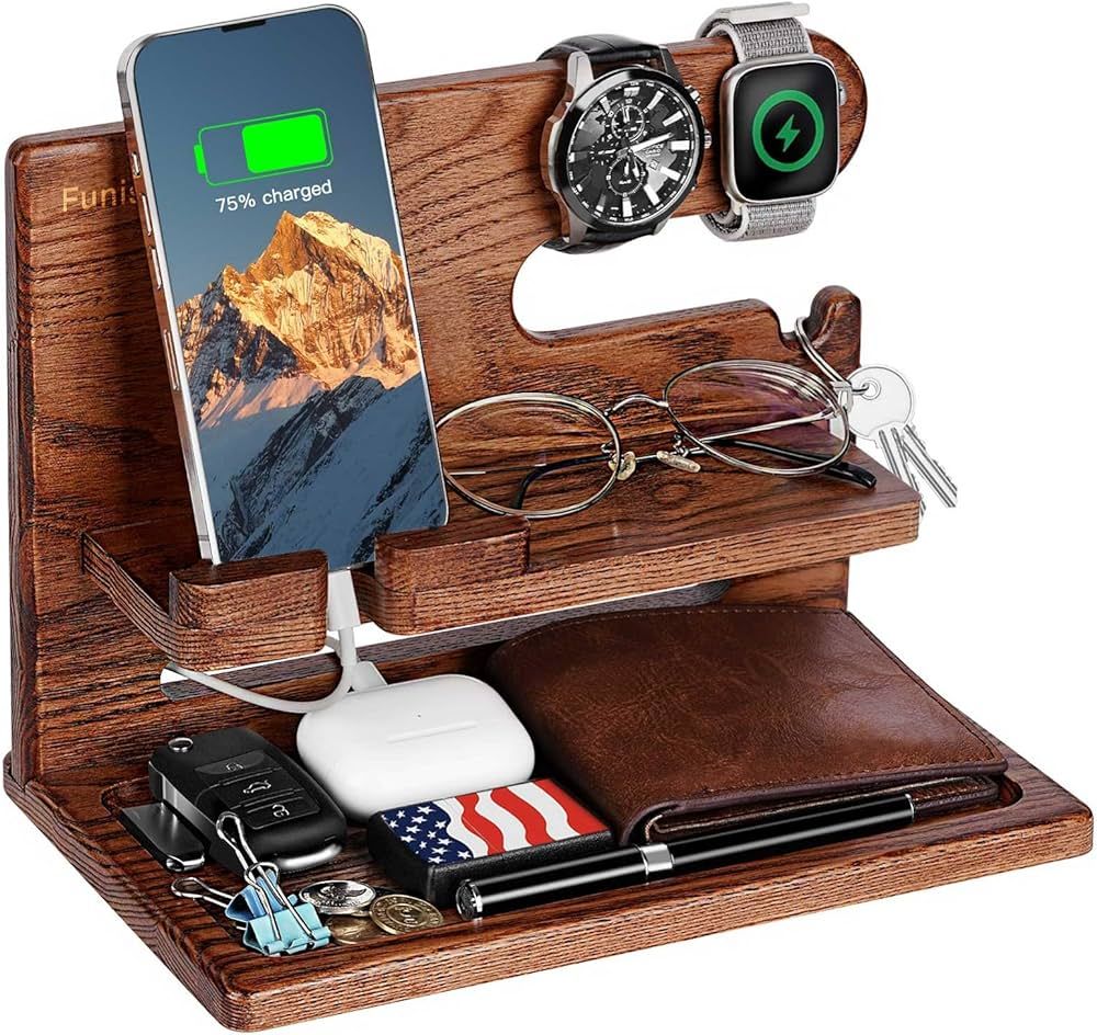 Funistree Gifts for Men Dad Christmas from Daughter Son, Ash Wood Phone Docking Station, Annivers... | Amazon (US)