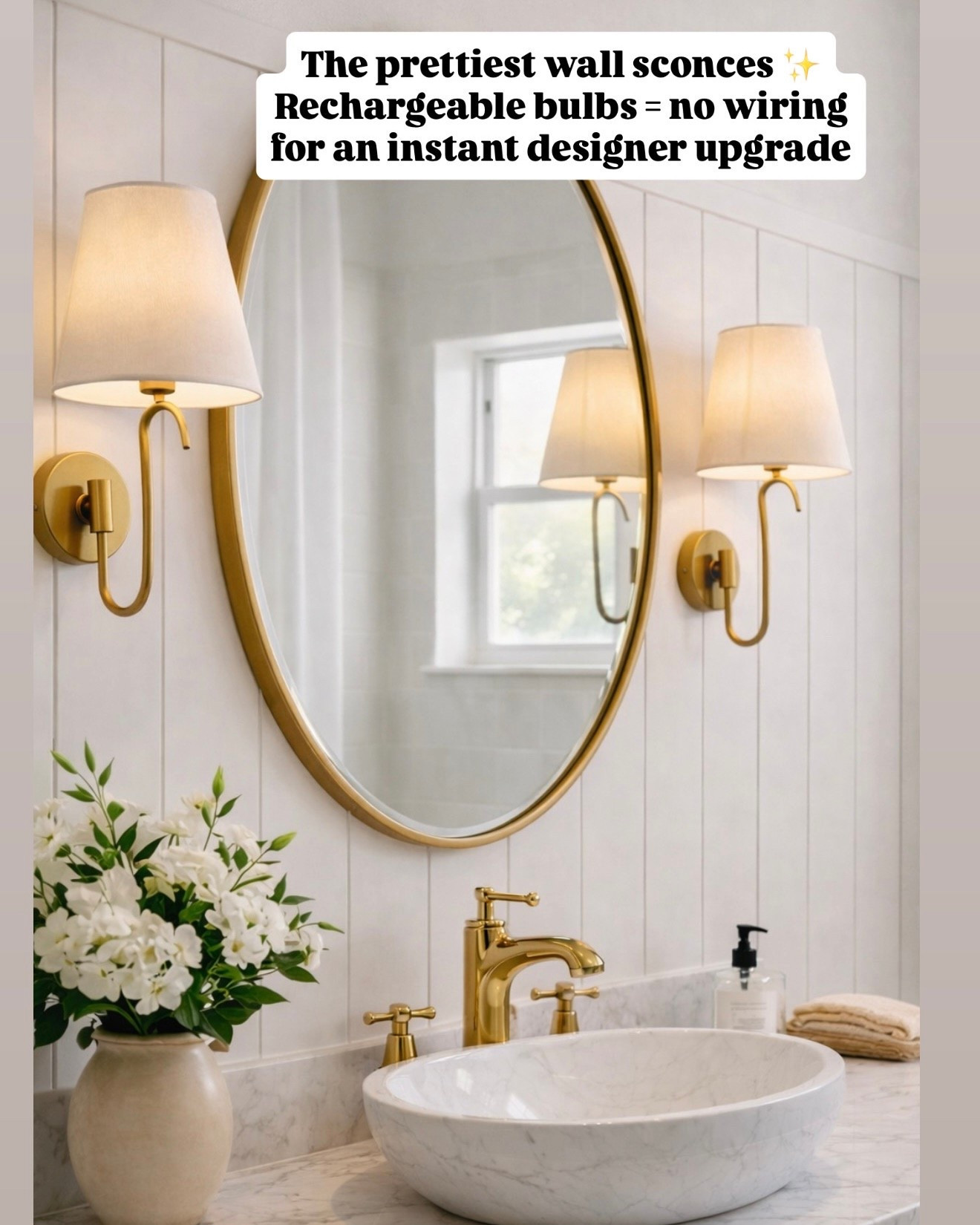 Amazon Wall Sconces — No Hardwiring Needed

Follow @farmtotablecreations on Instagram for more neutral home inspiration 🤍

These elegant gold wall sconces deliver a custom, designer look without the need for electrical work. Pairing them with rechargeable lightbulbs eliminates hardwiring entirely — no cutting into drywall, no complicated installation, and no electrician required. Simply mount, charge the bulbs, and control with a remote for instant ambient lighting.

Perfect for bathrooms, entryways, bedrooms, or hallways, they add the warm layered glow designers use to make a space feel polished and inviting. The fabric shades diffuse the light beautifully, creating a soft, cozy ambiance while maintaining that high-end feel. An easy upgrade that delivers major visual impact without a major project.

#wallsconce #sconces #lighting #bathroomlighting #bedroomlighting #entrywaydecor #homelighting #goldhardware #brasslighting #interiordesign #neutraldecor #homedecor

#LTKSaleAlert #LTKHome