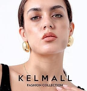 KELMALL Chunky Gold Hoop Statement Earrings for Women, Thick 18K Gold Plated Open Hoop Lightweigh... | Amazon (US)