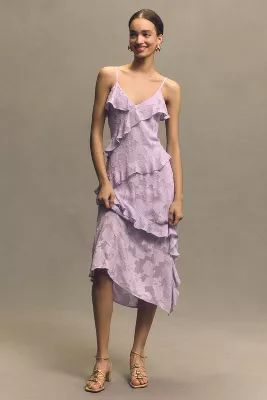BHLDN Kira Sleeveless Chiffon Ruffled Midi Dress | Anthropologie (US)