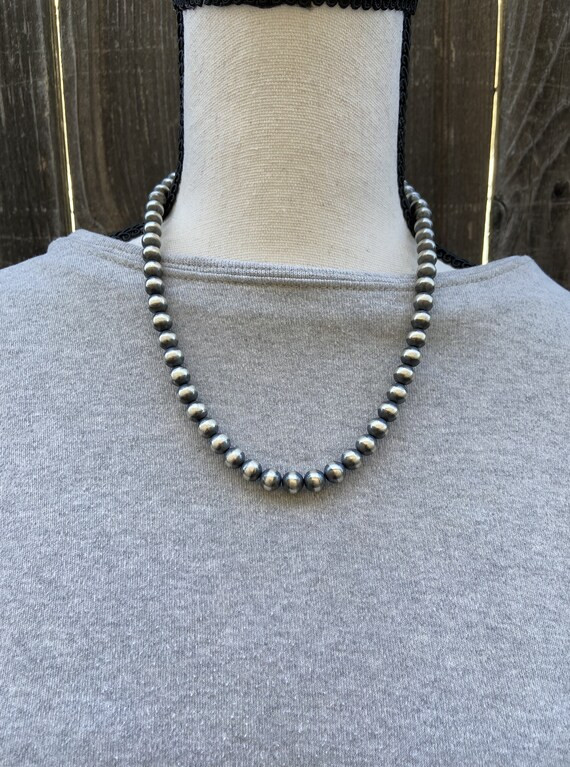 Navajo pearl necklace 18" long 8mm in sterling silver 925 | Etsy (US)