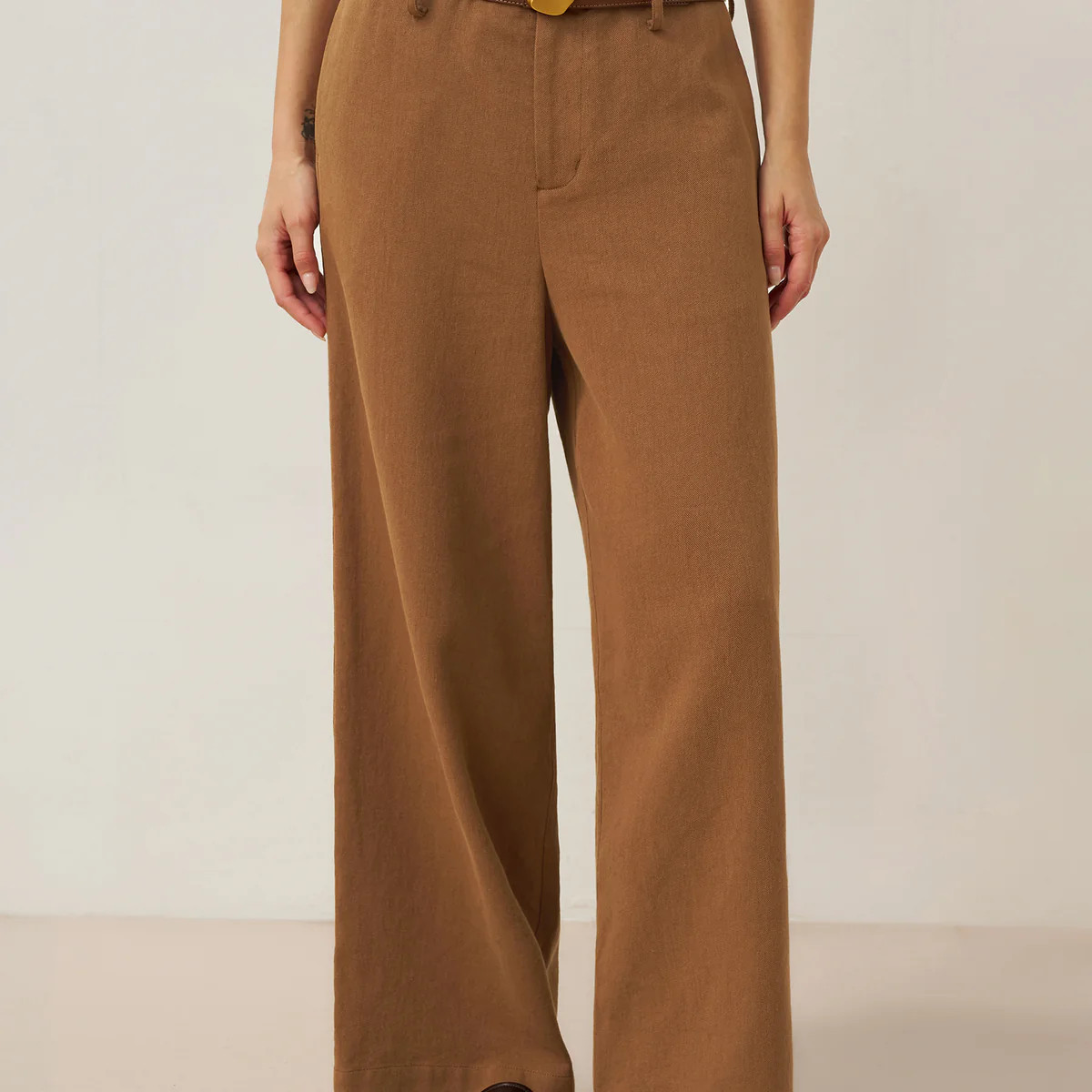 Tencel Linen Drawstring Straight Leg Pants RACHEL | LINTICO