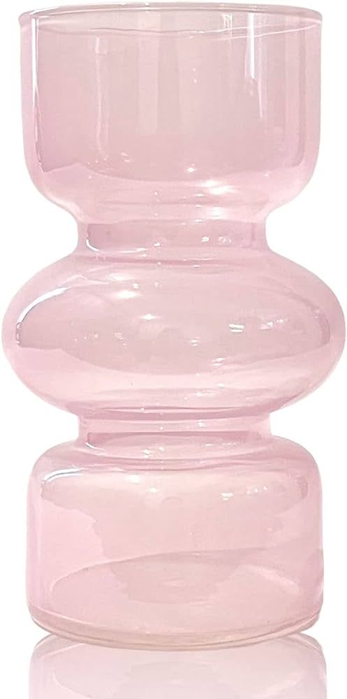 BLOFLO Pink Transparent Glass Hydroponic Vase, 7Inches Colored Vase for Flower, Three-Layer Glass... | Amazon (US)