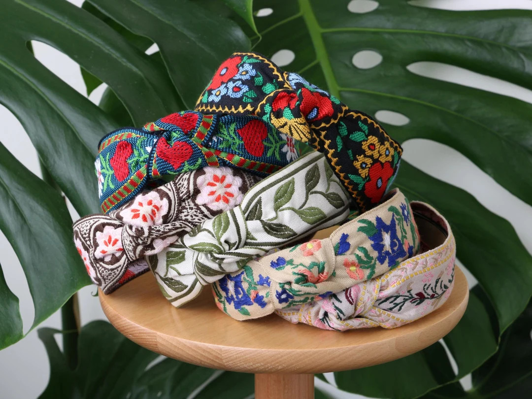 Boho Floral Ribbon Knotted Headband - Bohemian Aliceband - Etsy | Etsy (US)