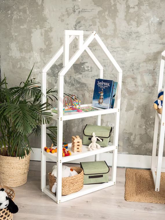 House Shelf Bookcase Wooden Kids Shelf Montessori | Etsy | Etsy (US)
