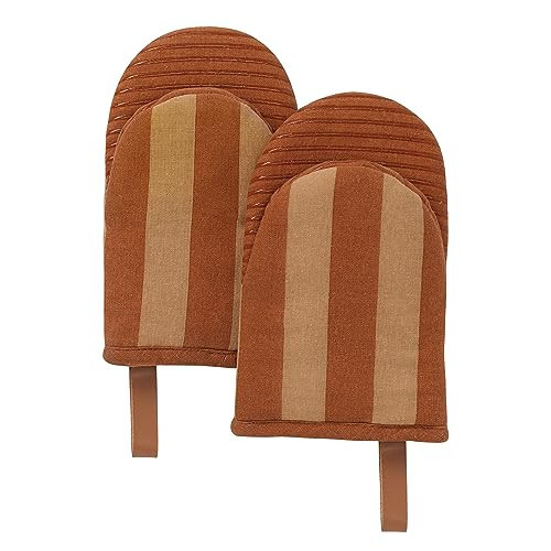 Folkulture Mini Oven Mitts Heat Resistant | (5.75x9) Set of 2 Orange Oven Mittens | Short Oven Gloves with Hanging Loop, Oven Mits | Kitchen Mittens for Home, Small Oven Accessories for Baking | Amazon (US)
