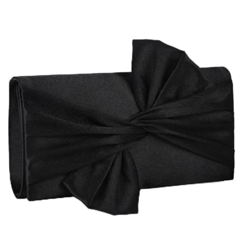 XquiziFit Evening Satin Purse Fomal Black Bow Clutch Women's Evening Handbags Black Evening Bag Wedding Purse | Amazon (US)