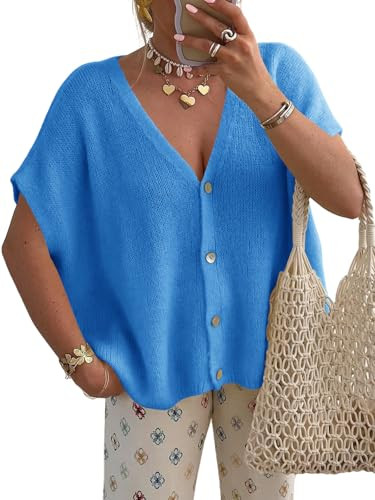 Summer Top,Spring Cardigan,Lightweight Shirt,Batwing Sleeve,Button Down,V Neck,Casual Office Wear... | Amazon (US)
