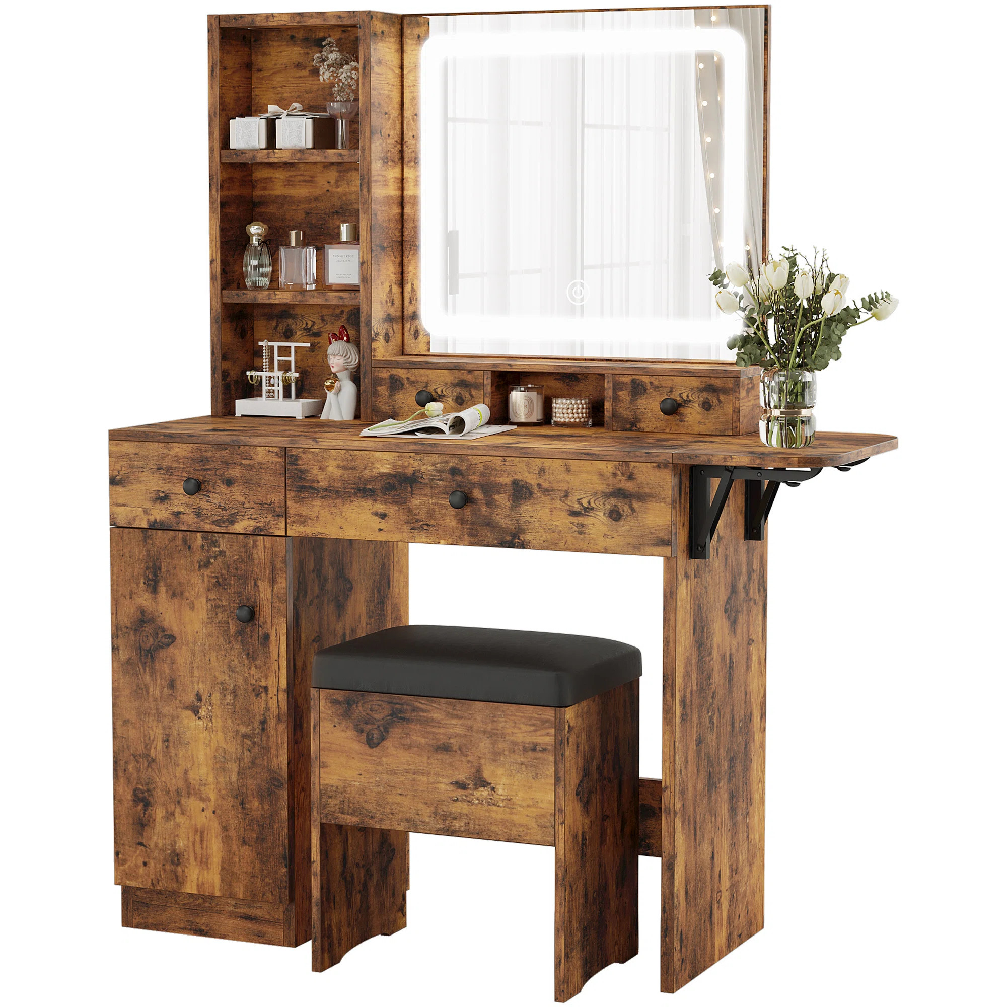 Jakaylen Vanity Makeup Desk with LED Light | Wayfair North America